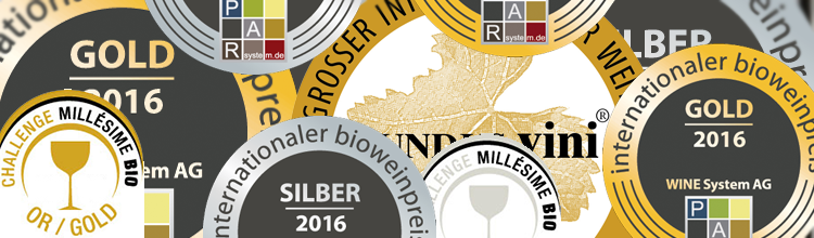 Gold und Silber Gewinner Bioweine